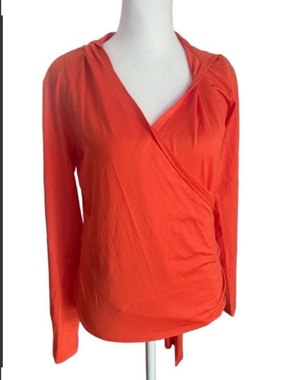 Carilyn by Carilyn Vaile Women’s M Orange Wrap Hoodie Top Tie Waist Made USA